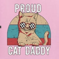 Ponosna mačka tata mačka ljubitelj muške majicu dugih rukava, svijetlo ružičasta, mala