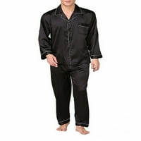 Muška svila satena pidžama postavlja čvrsto dugme dugih rukava prema dolje vrhove hlače za spavanje