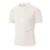 Puntoco Plus Veličina Clearence Muškarci Ljetni pamučni posteljina za bluze za bluzu za bluzu bijeli