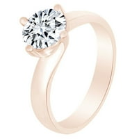 Okrugli bijeli kubični cirkonijski zaručni prsten za angažman 14K ružičasto zlato preko sterlingovog