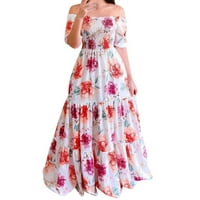 Ženska cvjetna ljetna haljina omotala midi haljina casual stil reservene ruffle bohemijske maxi haljine cvijet od šifonske haljine