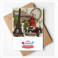 Stari automobil Francuska Eiffelov toranj sretan rođendan čestitke Koverte prazne