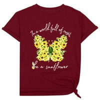Bluze kratkih rukava Ženska modna leptira Ispis O-izrez kratka majica Labava bluza Top majicaxxxl