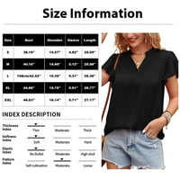 Ženska modna casual Soild V- izrez kratki rukav bluza XXL