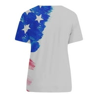 Bluze sksloeeeeee za žene Elegantna američka zastava tiskane majice kratkih rukava posada patriotski vrhovi majica labave casual tee bluza, bijeli xxxl