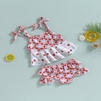 Wassery Hert Baby Girl Cohluits Ljetni cvjetni printski kamisole bez rukava i ruffle plaže