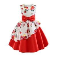 GVDENTMEARTER haljine za djevojčice za mališane Dvoene djevojke Elegantne haljine sa remenom crvenom, 5-6y