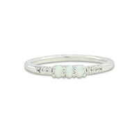 Dainty 14k bijelo zlato preko srebrnog sloganog traka prsta sintetički Opal prstenovi nakit za žene