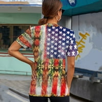 Ženski dan neovisnosti Ispis T-Shrits Ležerne America Zastava za zastavu O vrat Bluza kratkih rukava na majici