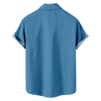 Fraigo muški gumb s kratkim rukavima niz vintage košulje za kuglanje Havajska ležerna košulja na plaži Summer Regular Fit Top-Blue -8xl
