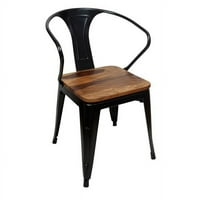 Set stolice za trpezariju AMERIHOME - Sheesham Rosewood Finish sjedalo sa crnim metalnim nogama i punim leđima