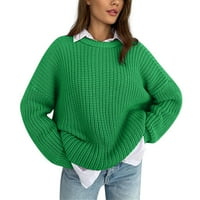 Ženski pulover džemperi s dugim rukavima Crewneck Mekani rebrasti pulover labavi papuč