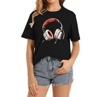 Slušalice High Music Gamer Video igra slušalice Modni grafički majica za žene, majica kratkih rukava,