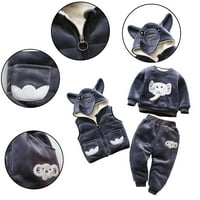 Godderr Kids Toddler Fleece Trackits Outfits1-5y Crtani zgužvakne odijela + zimska jakna bez rukava
