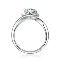 1ct Moissite Angažman prsten Sterling Srebrni vječni ljubavni sjajni okrugli rez dijamantski prsten za vjenčanje za vjenčanje Obećava prstenove za žene djevojke