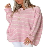 Avamo Žene Ugodne roll kartice Pleteni džemperi dugih rukava Ležerne prilike pulover Dame Pocket Chic Jumper Pink Pink XL