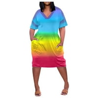 Mini ljetne haljine za žene Ženske haljine za odmor na plaži Čvrsto a-line haljine Boho haljine džepovi