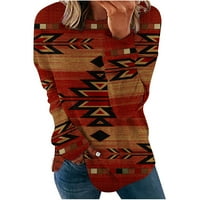 Košulje za žene plus veličine Modna žena Okrugli vrat Majica s dugim rukavima Jesen Ispiranje labavo bluza vrhova vina s