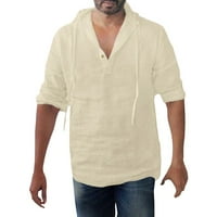 Muška majica Baggy Pamuk posteljina od punog gumba plus majice s kapuljačom dugih rukava