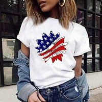 Mchoice Ženska modna dana modna dana Majica Američka zastava Košulje za ispis četvrtog jula Patriotski