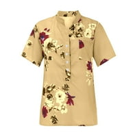 OCIVIESR Plus size Žene za ispis bluza Džep za majicu Easy rukava Top kratkih ženska bluza Ljetne košulje