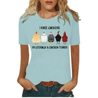 Ženske vrhove smiješna majica za žene slovo Grafički print Crewneck kratki rukav majica Tee Green M