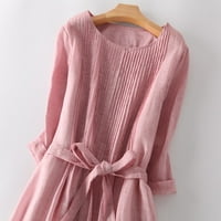 Ležerne haljine za žene Ljeto Vintage Lace kratki rukav uz sedam bodova dugački pamuk i konopci suknje
