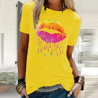 Košulje za žene Grafički vintage šarene usne Ispis kratkih rukava O-izrez T-majica bluze vrhovi majica