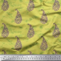 Soimoi Yellow Velvet Tkaninski list i Paisley ispisana zanatska tkanina od dvorišta široka