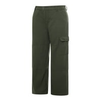 Ženske pantene hlače, bočni džepovi visoki struk za mršavljenje casual Party Party pantalone, vojska zelena