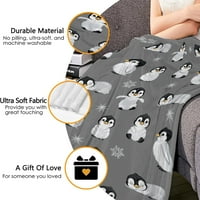 Nosbei Slatka pingviin siva flannela Baci pokrivane poklone toplo ugodno mekano smiješno ispis pokrivače