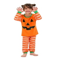 Halloween Pajamas Porodica podudaranje PJS setovi Halloween bundeve pruge s dugim rukavima na vrhu i