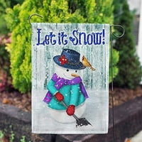 Neka zastava snijeg za snijeg - samo držite lopaticu božićni zimski snjegović kardinalni primitivni - dvorišni na otvorenom ukrasna dvostrana zastava