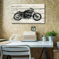 Zidno sječa drvene šablona motociklistička djela - rustikalna platna zidna umjetnička dekor