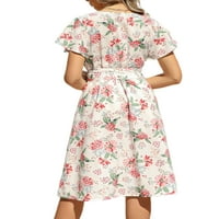 Capreze ljetne duge haljine za žene boemska cvjetna tiskana midi haljina casual wat omom V izrez za