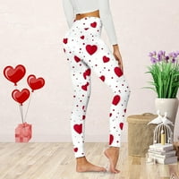IOPQO gamaše za žene Ženske noge Valentine Day Slatko print casual udobne kućne gamaše boot hlače yoga hlače ženske hlače bijeli xl