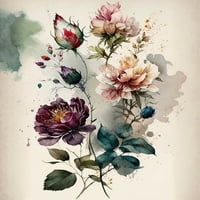 Vodeni bouquet - cvjetni akvarel platno Zidna umjetnost