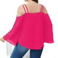 Žene plus bluze casual pune hladne bluze za hladno rame vruće ružičaste 5xl