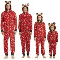 Božićna porodica koja odgovara Hoodie Pajamas Reindeer Romper dugih rukava jedan kombinezon