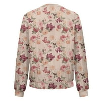 GDFUN ženska modna ležerna jakna s cvjetnim listom dugih rukava sa zatvaračem sa zatvaračem - zip up
