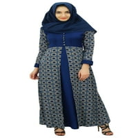 Bimba ženska musliman maxi abaya haljina od ispisana Jilbab sa hidžabom