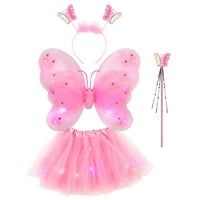 Set Fairy Costume Fairy Wing Tutu haljina suknja Wend Trake za glavu prerušiti se Party Svijetli leptiri kostim za djevojke