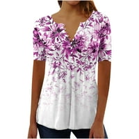 Košulje kratkih rukava za žene Ljetne vrhove modna cvjetna majica Dressy casual gumb up bluze trendiv