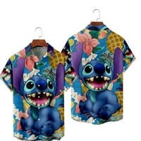 Film Disney Stitch Havajska košulja, majica gumba Stitch Casual, Unisex's Gumb donje kratkih rukava, tropska košulja