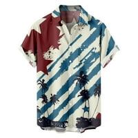 Muška havajska majica 4. jula Ležerne tipke spuštaju kratke ljetne majice kratkih rukava, 4. srpnja Muške američke zastave Patriotske majice