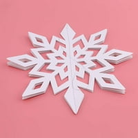 3D papir za snježne pahulje viseći vijenac, božićni kućni dekor festivalski materijal set od 6, bijeli