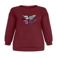 Eleluny Womens Butterfly ispisana dukserica Jumper Loose Casure pulover vrhovi sive m
