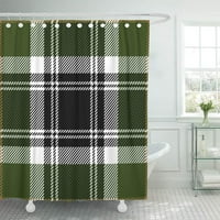 Crni apstraktni zeleni i bijeli tartan plaćeni škotski uzorak karirani tuš sa zavjesom za tuširanje
