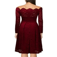 Zodanni Žene Midi haljine od pune boje haljina od ramena vrata kaftana četka za dugih rukava crvena 2xl