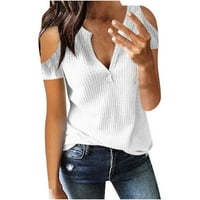 Ženska modna čvrsta boja V-izrez Udobna majica s kratkim rukavima Bluza Casure AQ